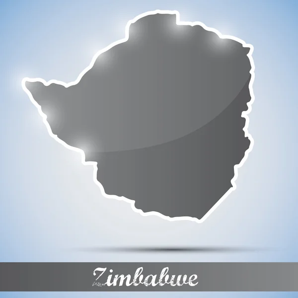 Shiny icon in form of Zimbabwe — Stock Vector