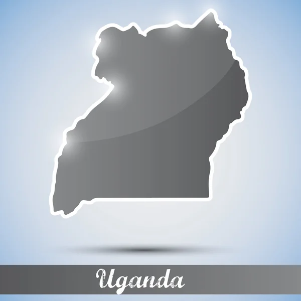 Ícone brilhante na forma de Uganda — Vetor de Stock