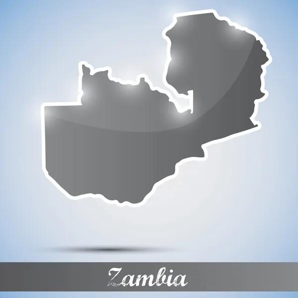 Lesklý ikona v podobě Zambie — Stockový vektor
