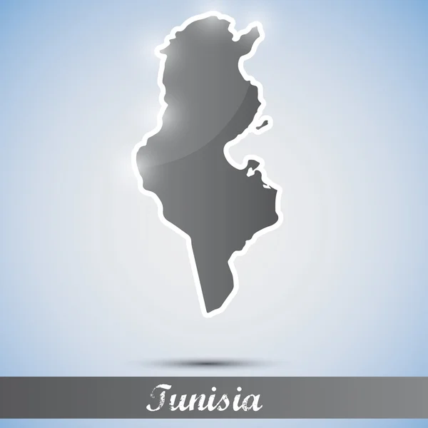 Glanzende pictogram in de vorm van Tunesië — Stockvector