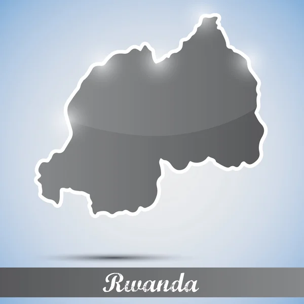 Glänzende Ikone in Form von Ruanda — Stockvektor