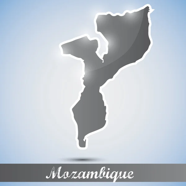 Icona lucente in forma di Mozambico — Vettoriale Stock