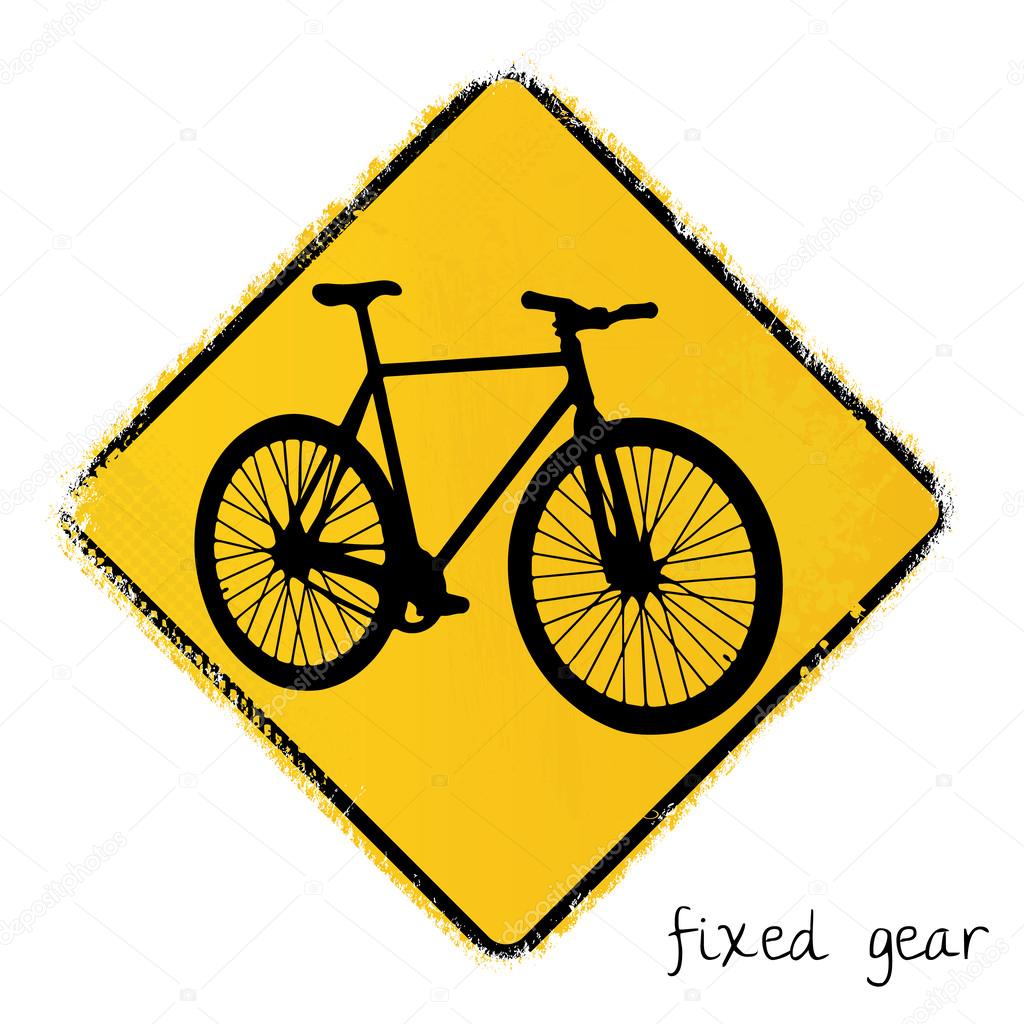 Warning sign with a fixed gear bike