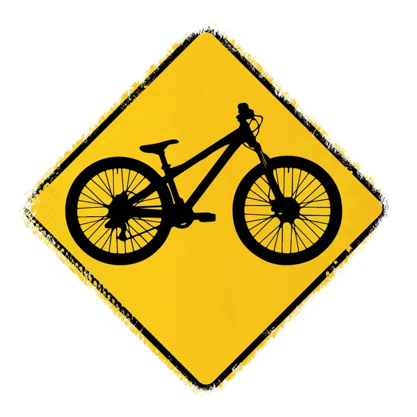 Aviso sinal de estrada com uma bicicleta de terra — Vetor de Stock