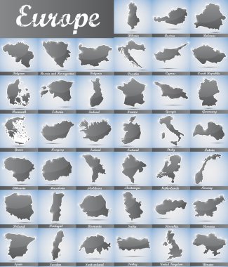 Tüm Avrupa ülkelerinin formundaki simgeleri