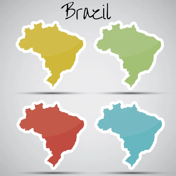 Nálepky v podobě Brazílie — Stockový vektor
