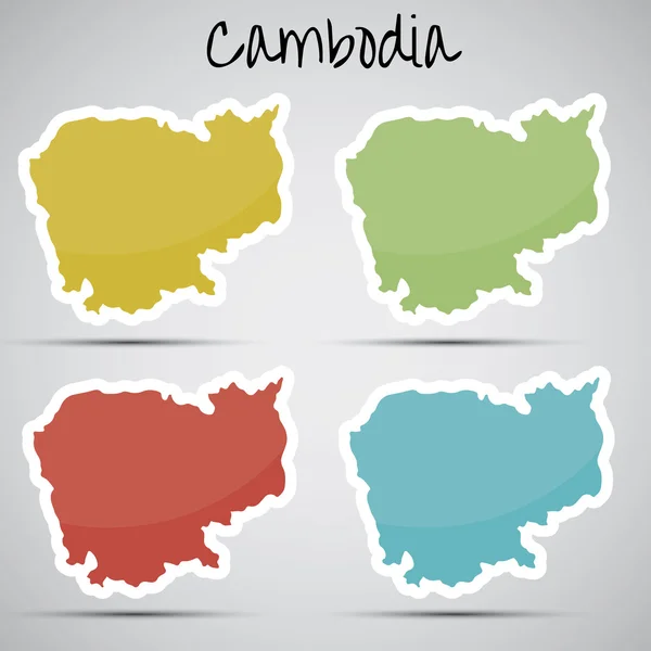 Pegatinas en forma de Camboya — Vector de stock