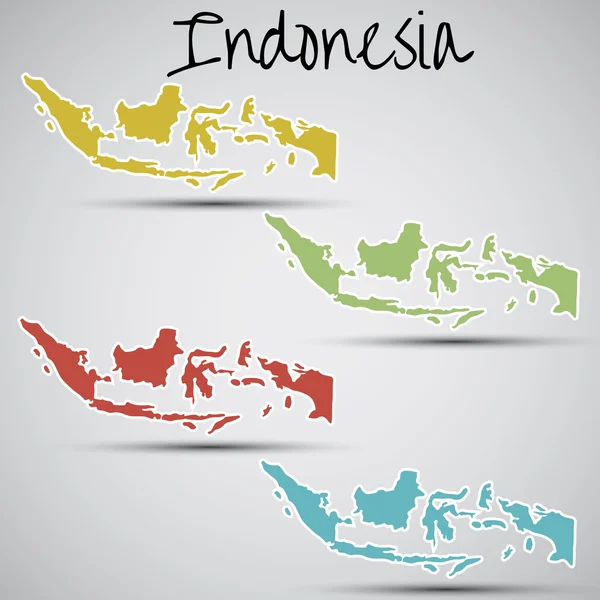Adesivos na forma de Indonésia —  Vetores de Stock