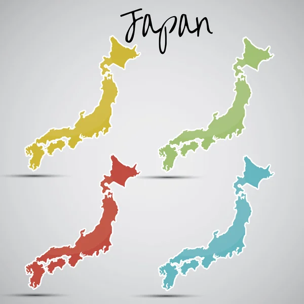 Japonya şeklinde çıkartmalar — Stok Vektör