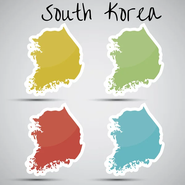 Güney Kore şeklinde çıkartmalar — Stok Vektör