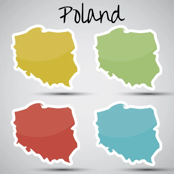 Pegatinas en forma de Polonia — Vector de stock