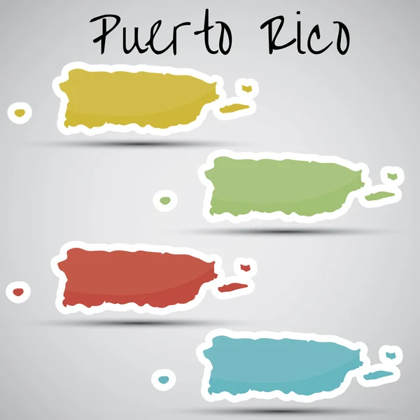 Porto Riko şeklinde çıkartmalar — Stok Vektör
