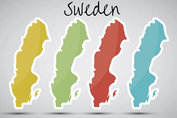 Stickers i form av Sverige — Stock vektor