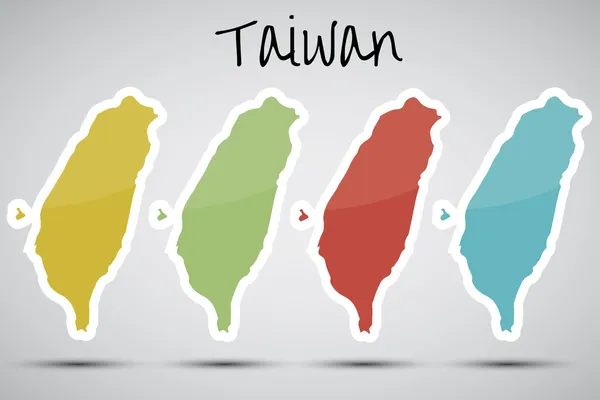 Aufkleber in Form von Taiwan — Stockvektor