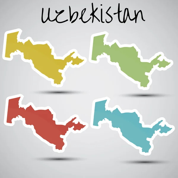 Stickers i form av uzbekistan — Stock vektor