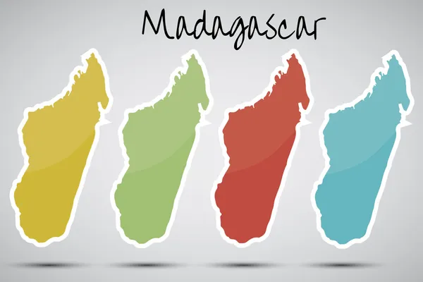 Stickers i form av Madagaskar — Stock vektor