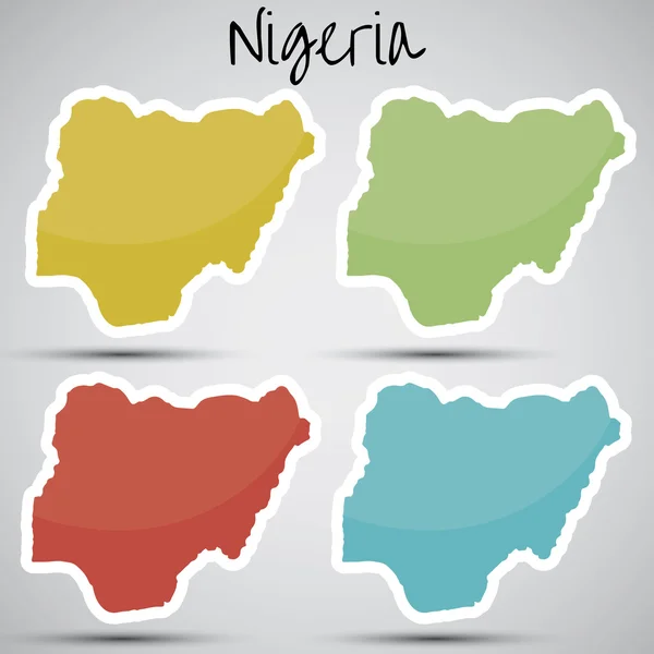 Autocollants en forme de Nigeria — Image vectorielle