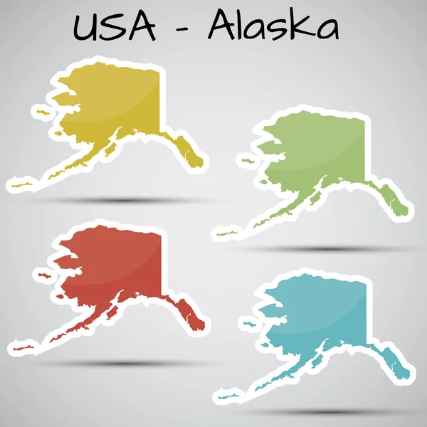 Stickers in de vorm van alaska staat, Verenigde Staten — Stockvector