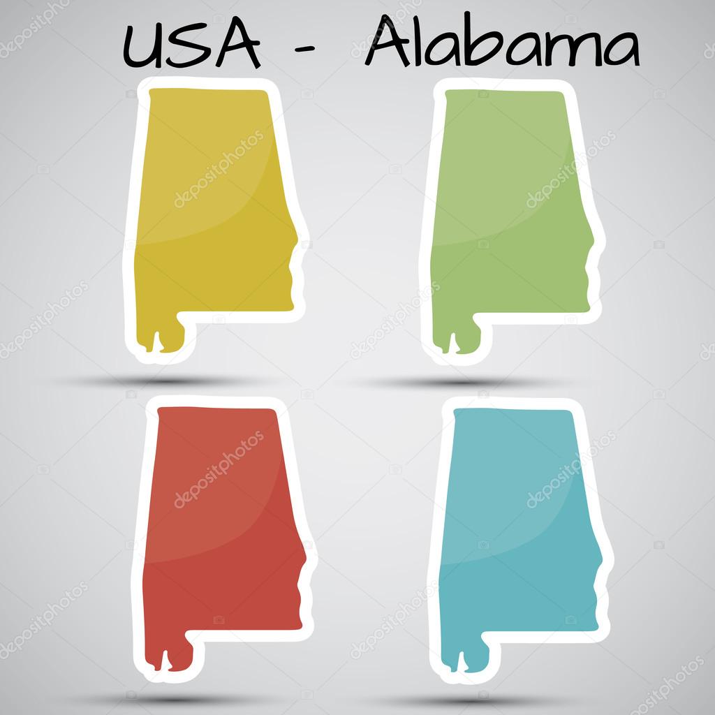Stickers in form of Alabama state, USA