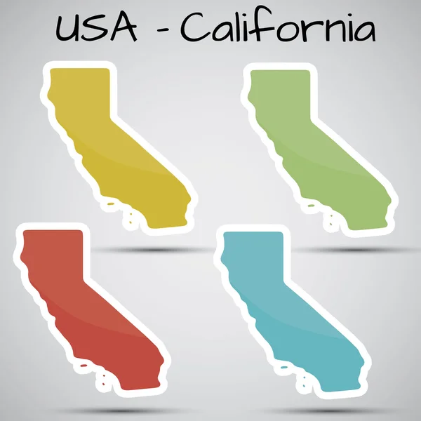 Autocollants en forme de California state, États-Unis — Image vectorielle