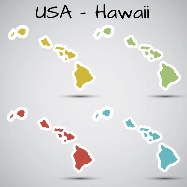 Stickers i form av hawaii state, usa — Stock vektor