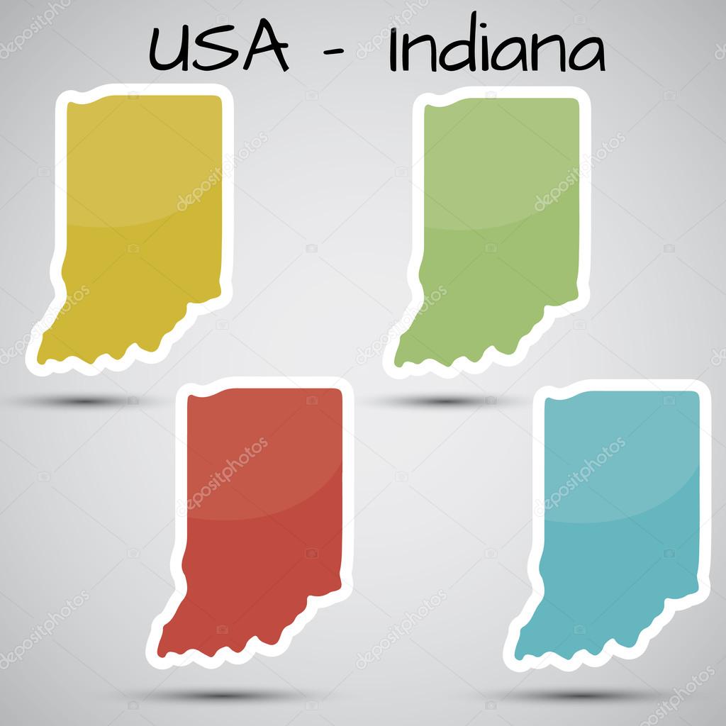 Stickers in form of Indiana state, USA