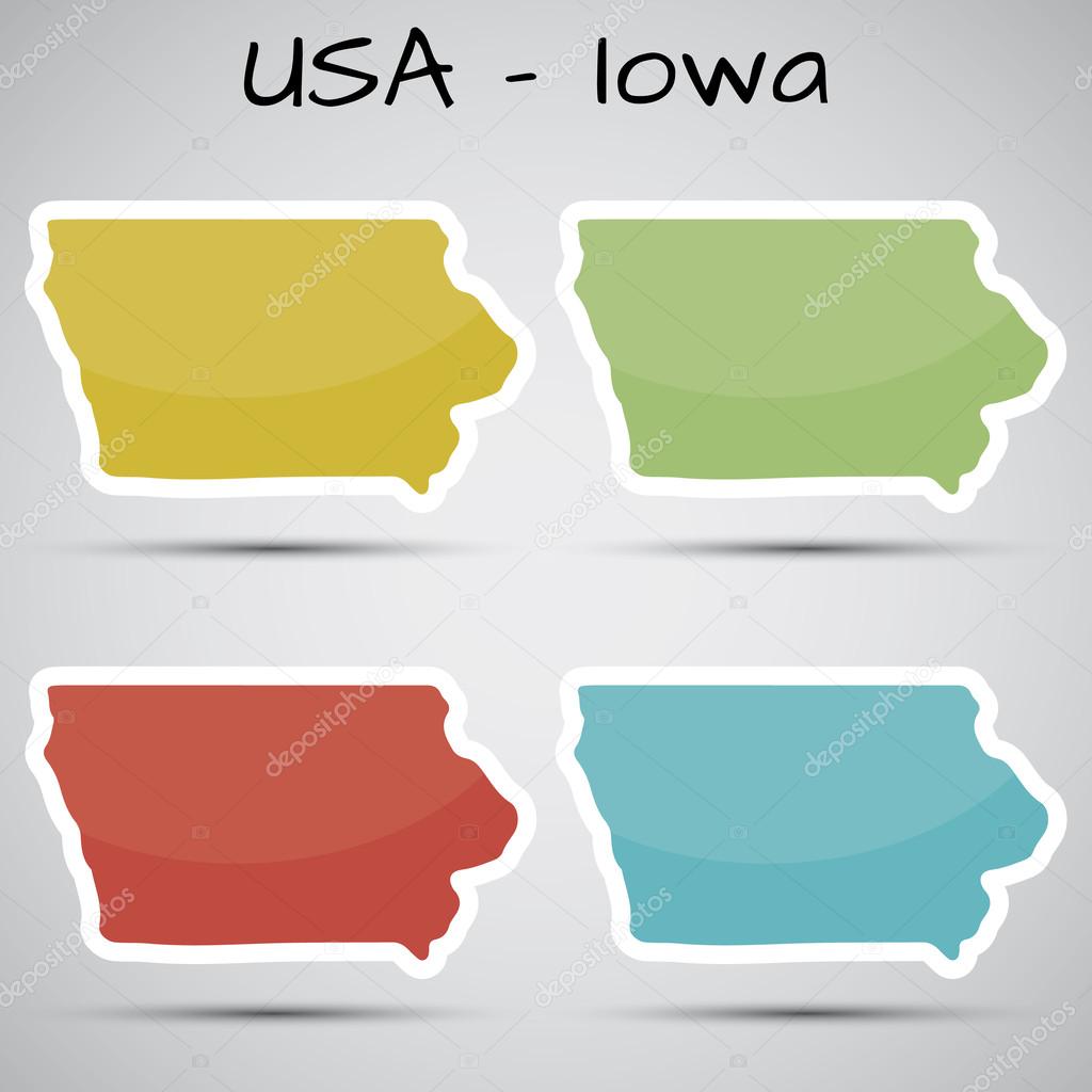 Stickers in form of Iowa state, USA
