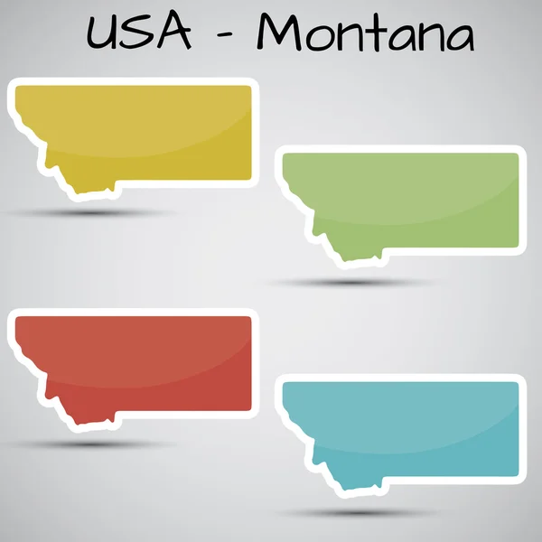 Adesivos em forma de estado de Montana, EUA —  Vetores de Stock