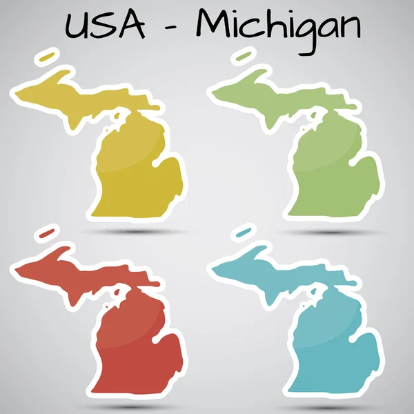 Aufkleber in Form von Michigan State, USA — Stockvektor