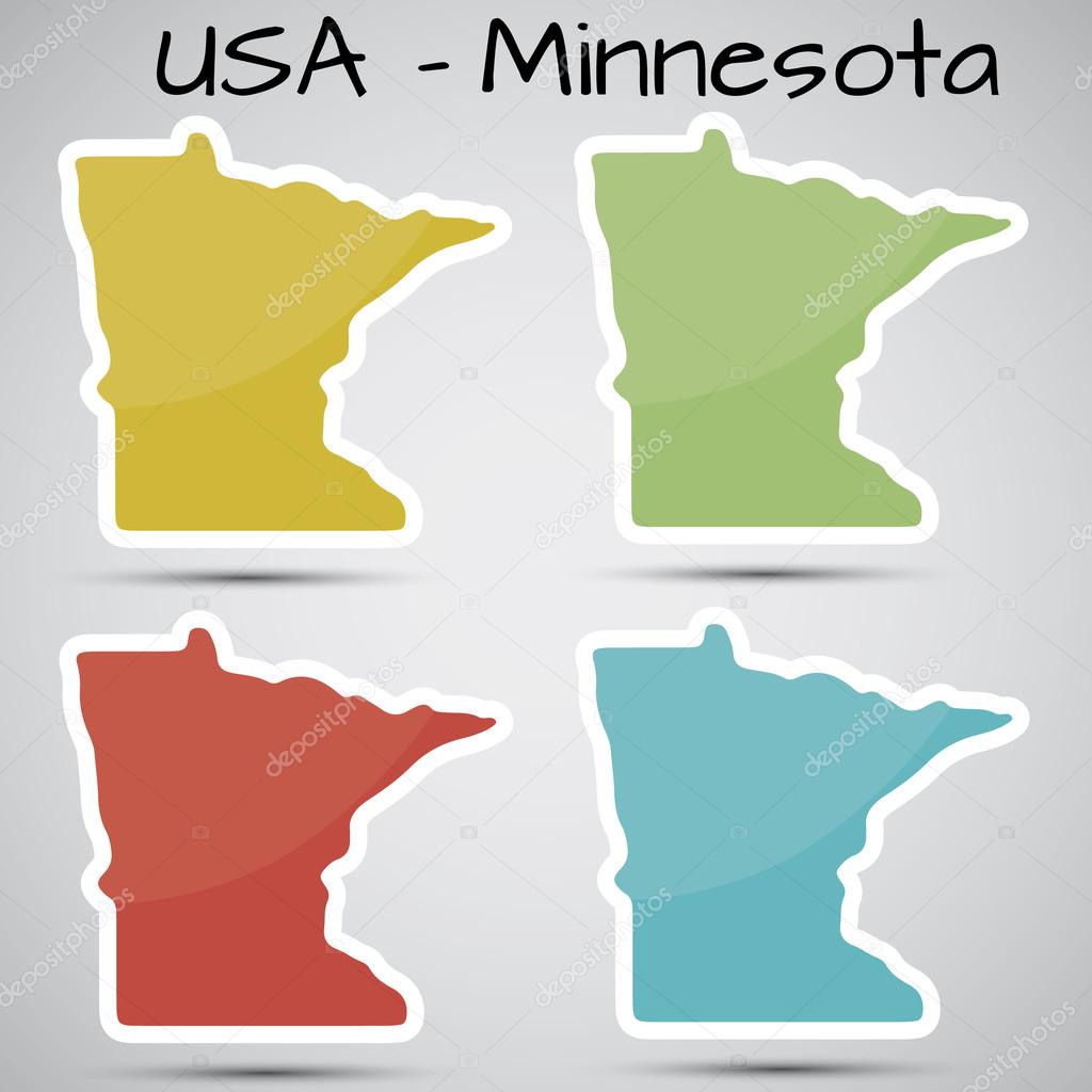Stickers in form of Minnesota state, USA