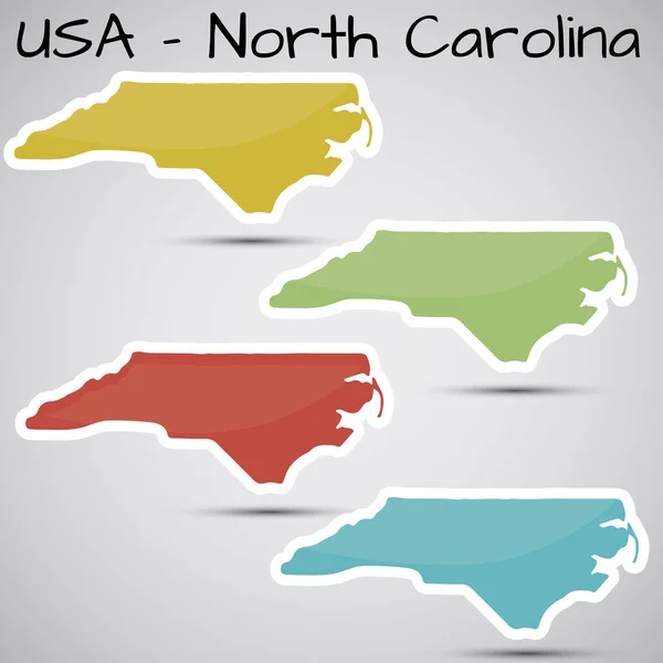 Stickers i form av north carolina state, usa — Stock vektor