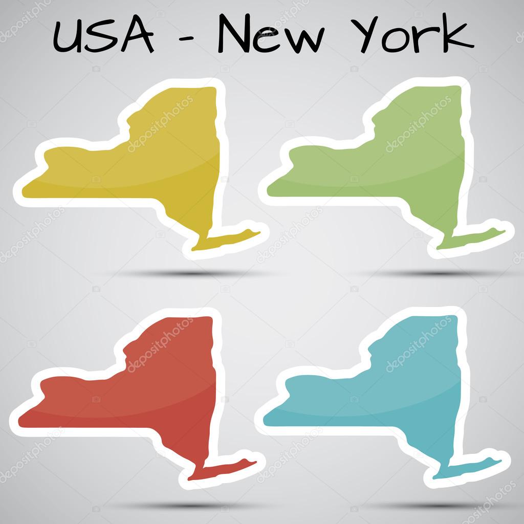 Stickers in form of New York state, USA