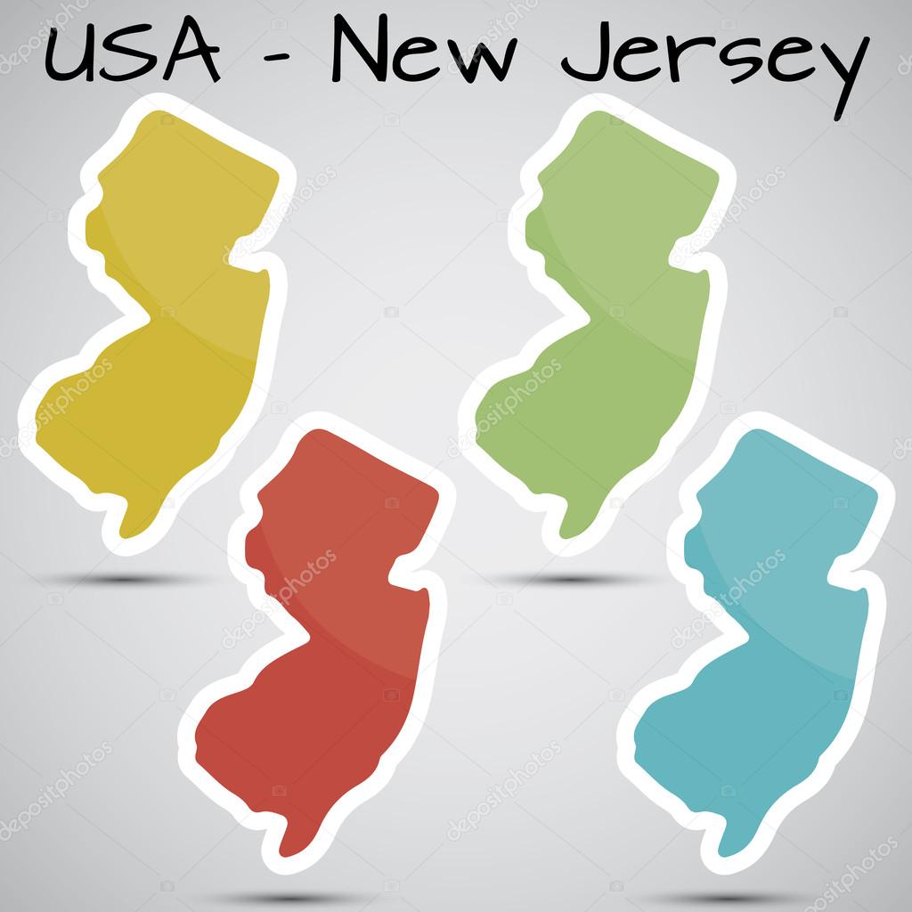 Stickers in form of New Jersey state, USA