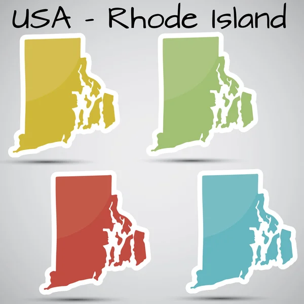 Stickers in form of Rhode Island state, USA — Stock Vector