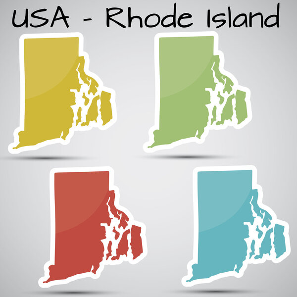 Стикеры в виде штата Род-Айленд, США
