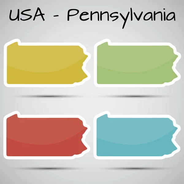 Pegatinas en forma de estado de Pennsylvania, EE.UU. — Vector de stock