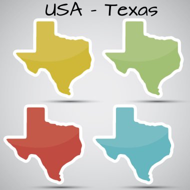 Stickers in form of Texas state, USA clipart