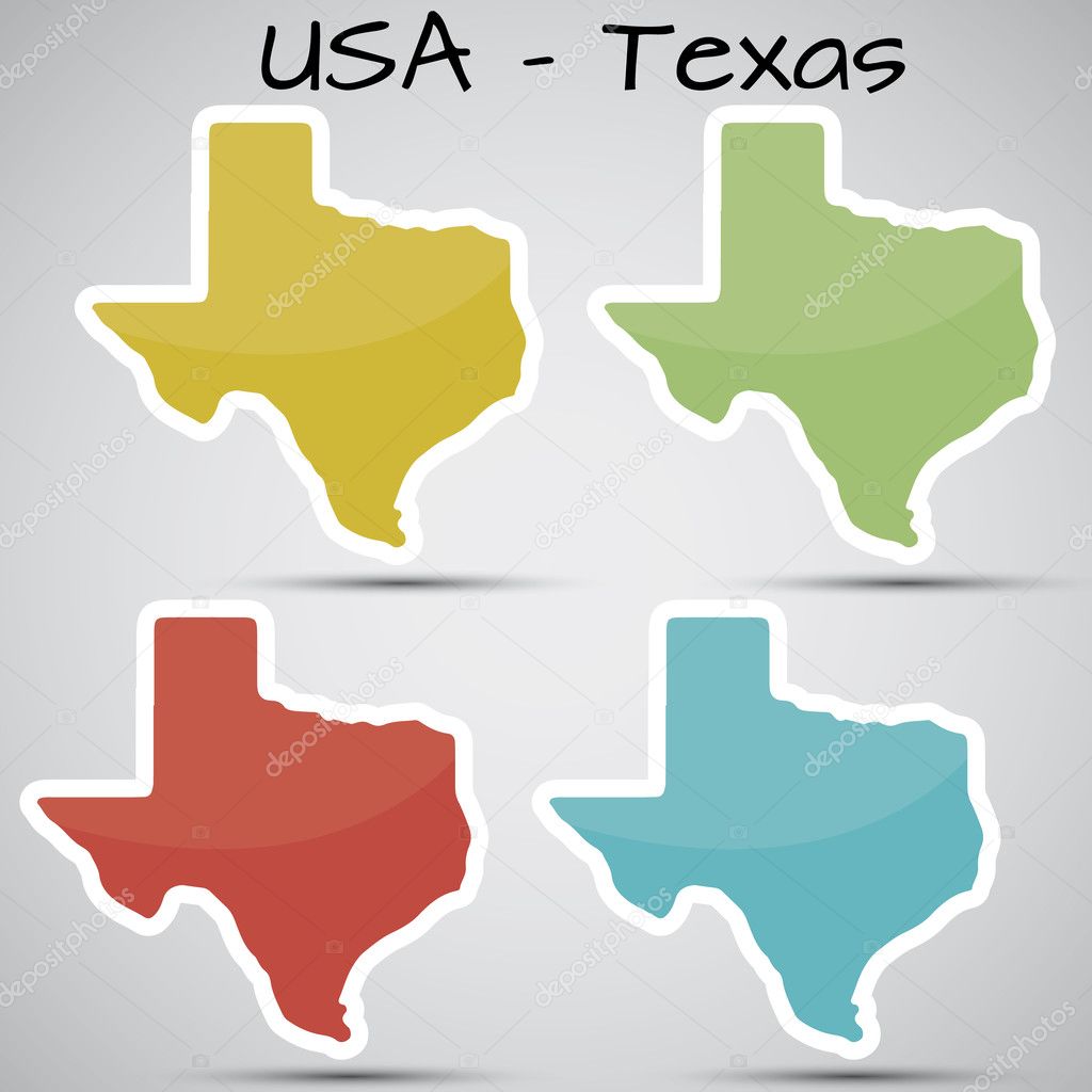 Stickers in form of Texas state, USA