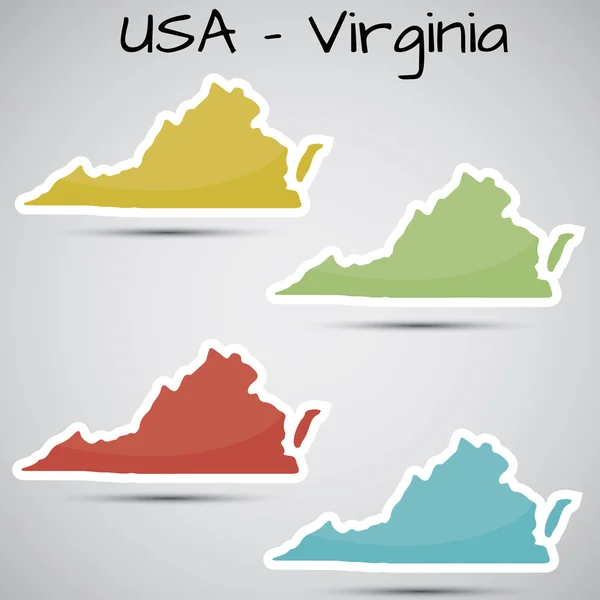 Autocollants en forme de Virginia State, États-Unis — Image vectorielle