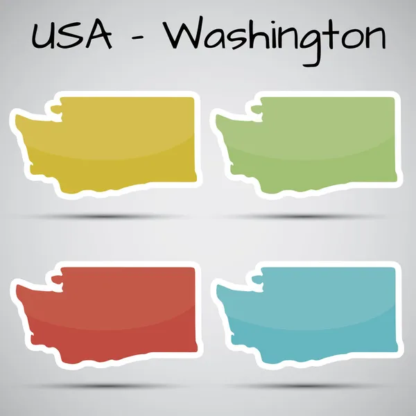 Stickers in form of Washington state, USA — Stock Vector