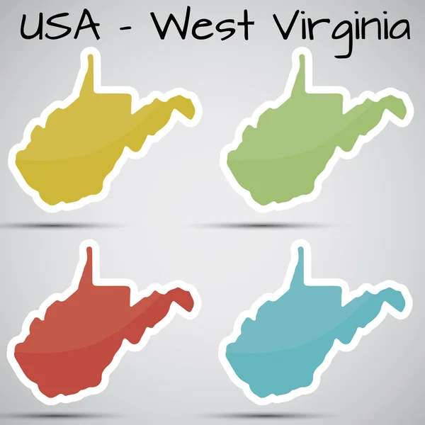 Pegatinas en forma de estado de Virginia Occidental, EE.UU. — Vector de stock