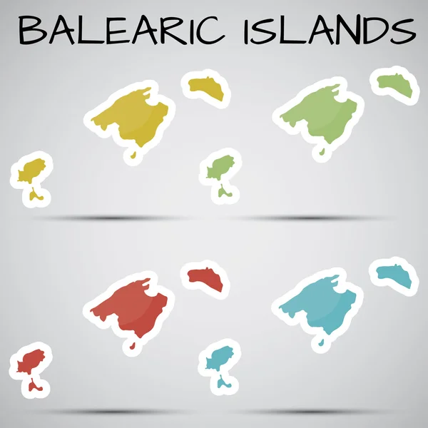 Balearic Islands, İspanya şeklinde çıkartmalar — Stok Vektör