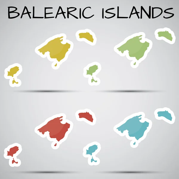 Pegatinas en forma de Islas Baleares, España — Vector de stock