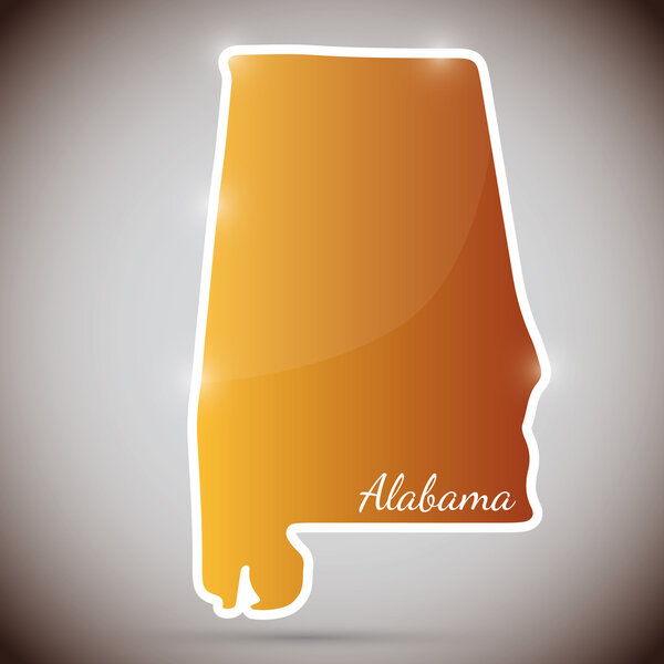 Vintage sticker in form of Alabama state, USA