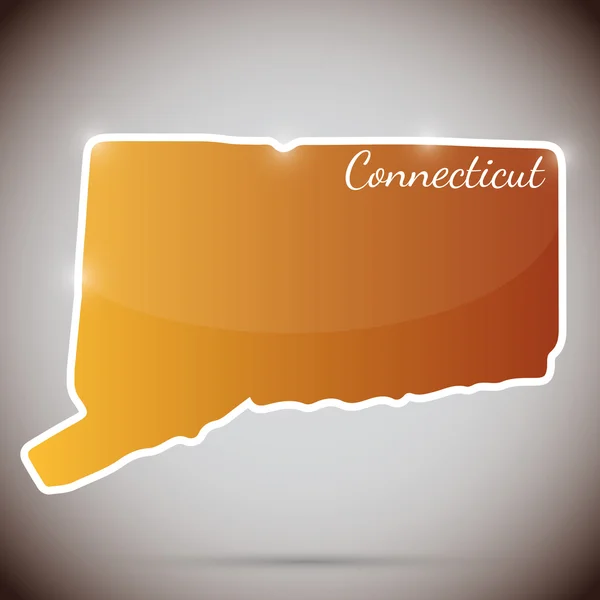 Adesivo vintage in forma di stato Connecticut, Stati Uniti d'America — Vettoriale Stock