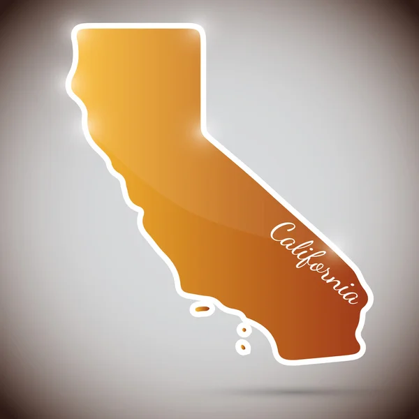 Vintage sticker in form of California state, USA — Stock Vector