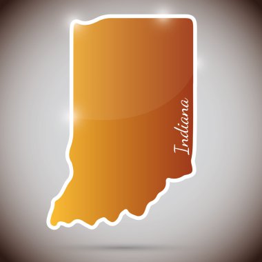 Vintage sticker in form of Indiana state, USA clipart