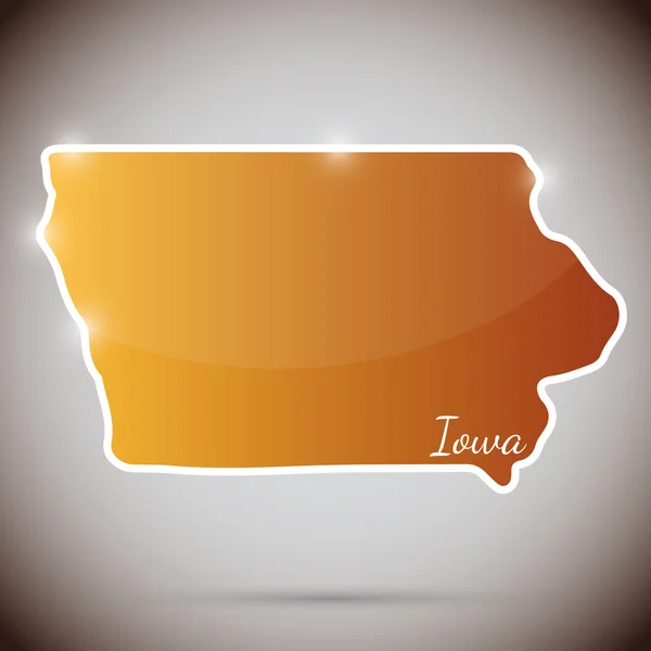 Pegatina vintage en forma de estado de Iowa, EE.UU. — Vector de stock