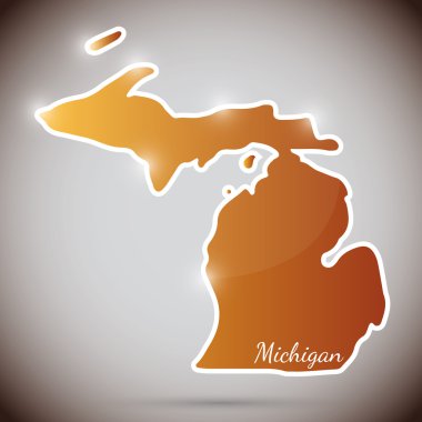 michigan state, ABD şeklinde Vintage sticker