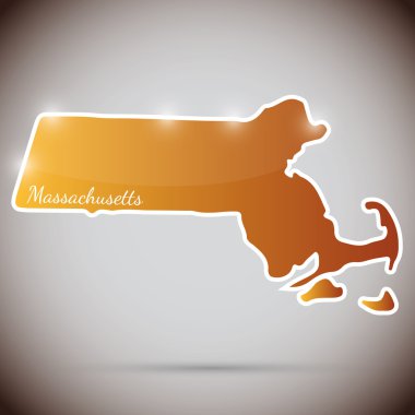 massachusetts eyalet, ABD şeklinde Vintage sticker